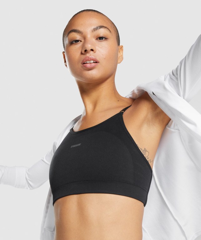 Black / Grey Gymshark Flex Strappy Women's Sports Bra | US-76XDOBT