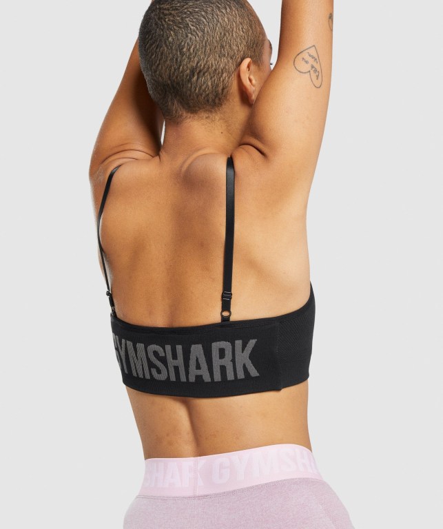 Black / Grey Gymshark Flex Strappy Women's Sports Bra | US-76XDOBT