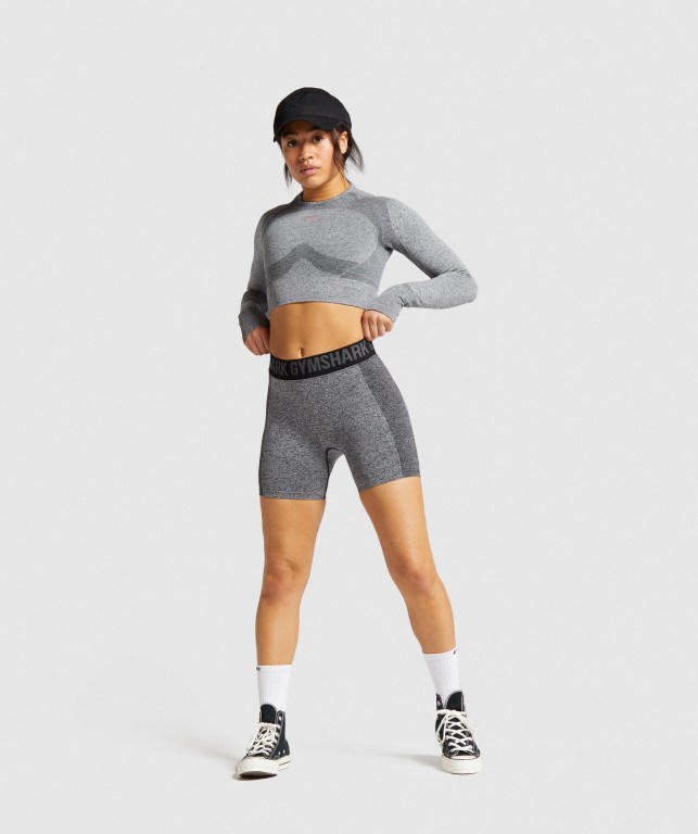 Black / Grey Gymshark Flex Women's Shorts | US-27GIZXC