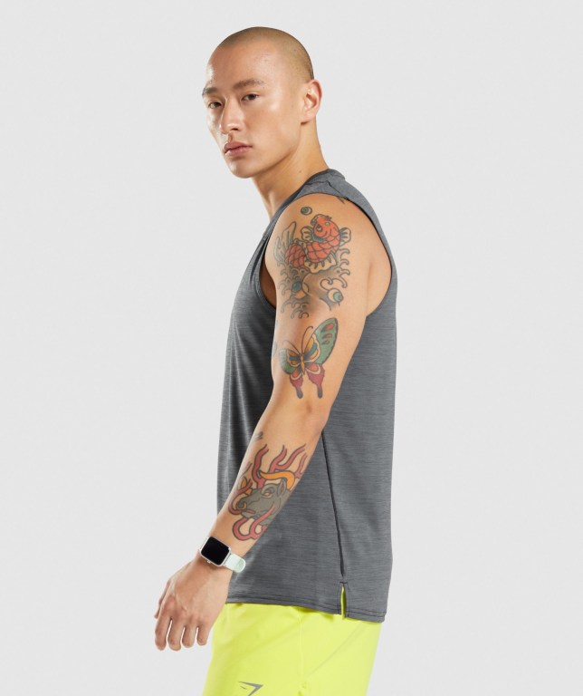 Black / Grey Gymshark Speed Men's Tank Tops | US-05JNRKW