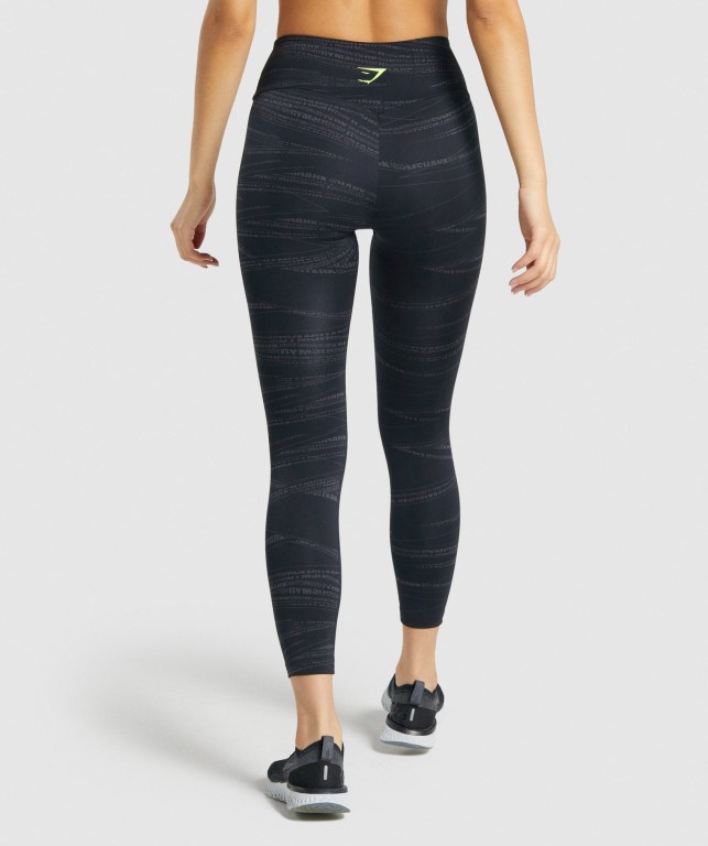 Black / Grey Gymshark Zone Graphic High Waisted Women's Leggings | US-83ROMUQ