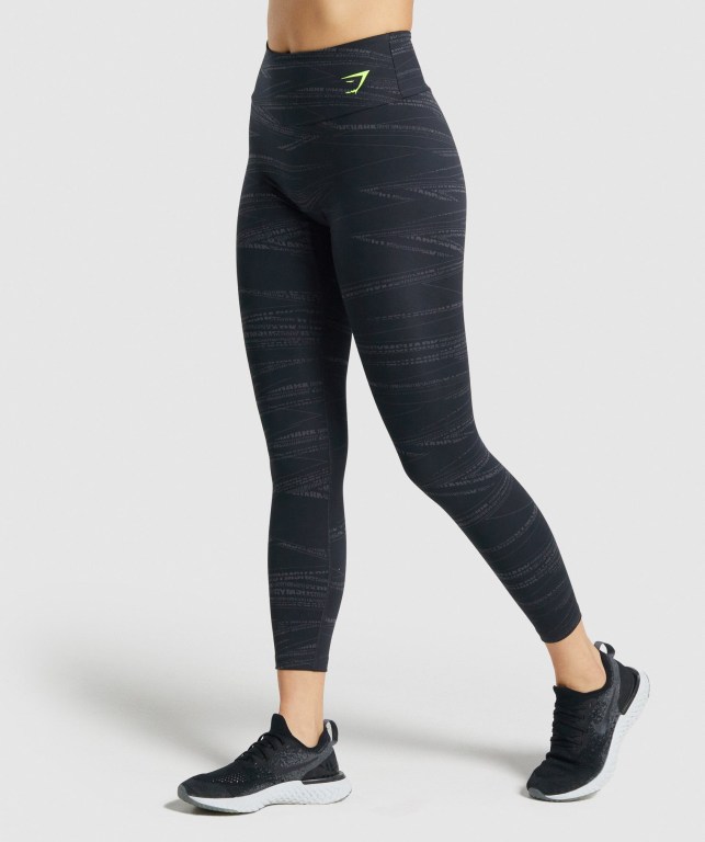 Black / Grey Gymshark Zone Graphic High Waisted Women's Leggings | US-83ROMUQ