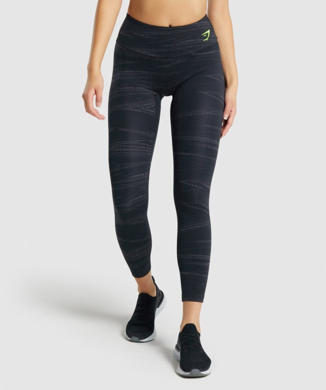 Black / Grey Gymshark Zone Graphic High Waisted Women\'s Leggings | US-83ROMUQ