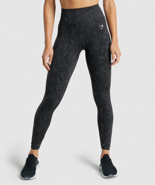 Black Gymshark Adapt Animal Seamless High Waisted Women\'s Leggings | US-01ZAGNO