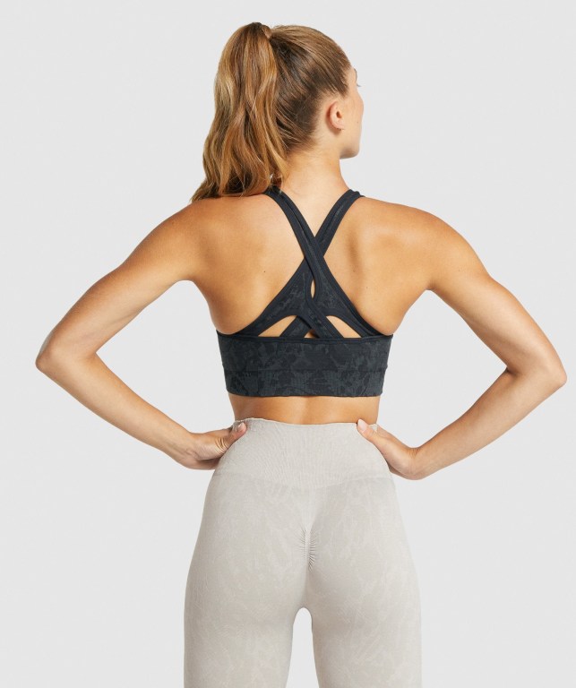 Black Gymshark Adapt Animal Seamless Women's Sports Bra | US-53RLBVW