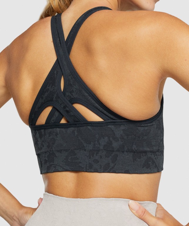 Black Gymshark Adapt Animal Seamless Women's Sports Bra | US-53RLBVW