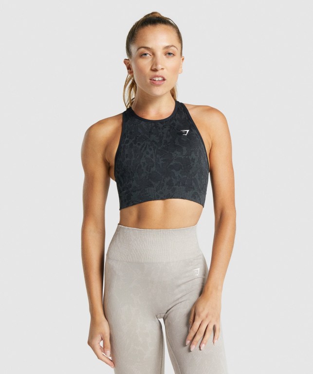 Black Gymshark Adapt Animal Seamless Women\'s Sports Bra | US-53RLBVW