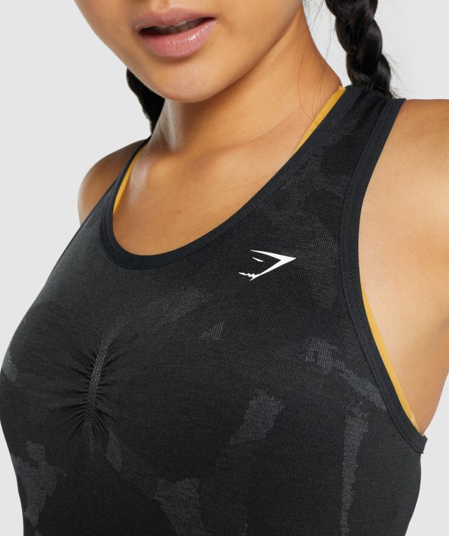 Black Gymshark Adapt Camo Seamless Women's Tank Tops | US-25NDIMQ