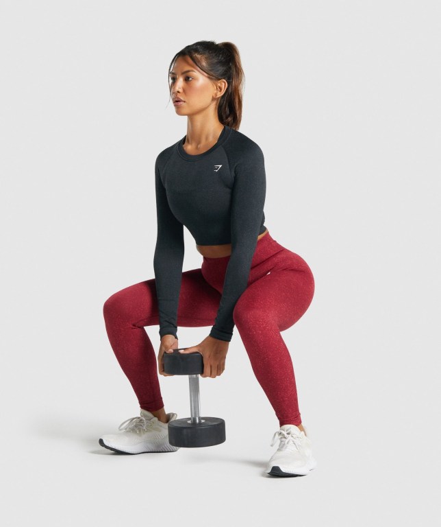 Black Gymshark Adapt Fleck Seamless Crop Top Women's Sweatshirts | US-35XAYTK