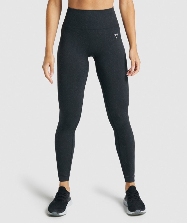 Black Gymshark Adapt Fleck Seamless High Waisted Women\'s Leggings | US-26UHSBK