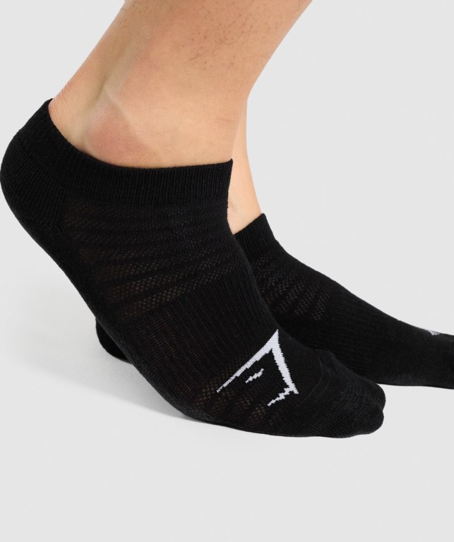 Black Gymshark Ankle 3pk Men's Socks | US-72OVWJX