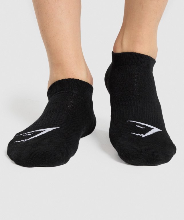 Black Gymshark Ankle 3pk Men\'s Socks | US-72OVWJX