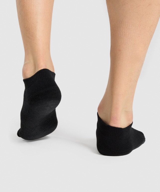 Black Gymshark Ankle 3pk Women's Socks | US-06INAWJ