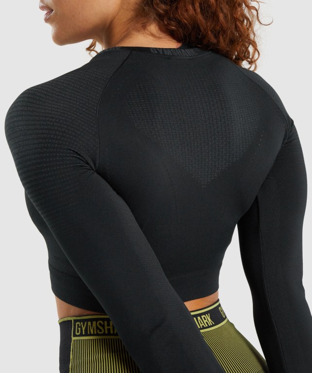 Black Gymshark Apex Seamless Crop Top Women's T Shirts | US-45WDKPV