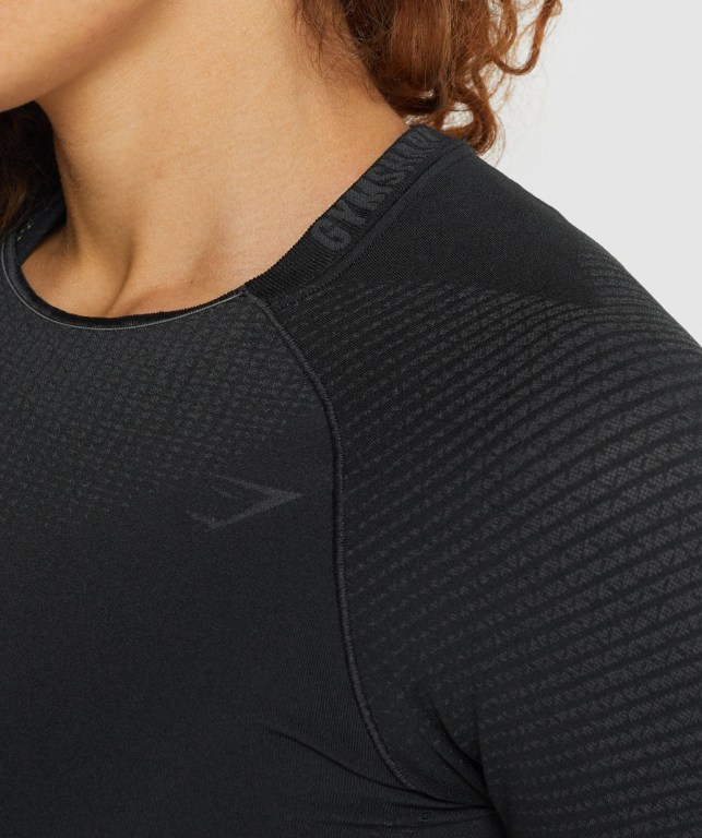 Black Gymshark Apex Seamless Crop Top Women's T Shirts | US-45WDKPV