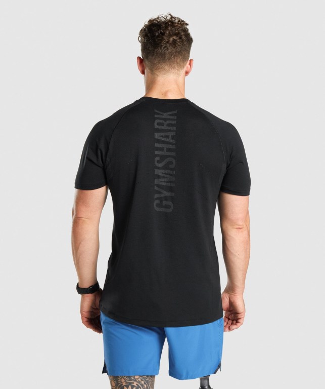 Black Gymshark Apex Seamless Men's T Shirts | US-85JWHXA