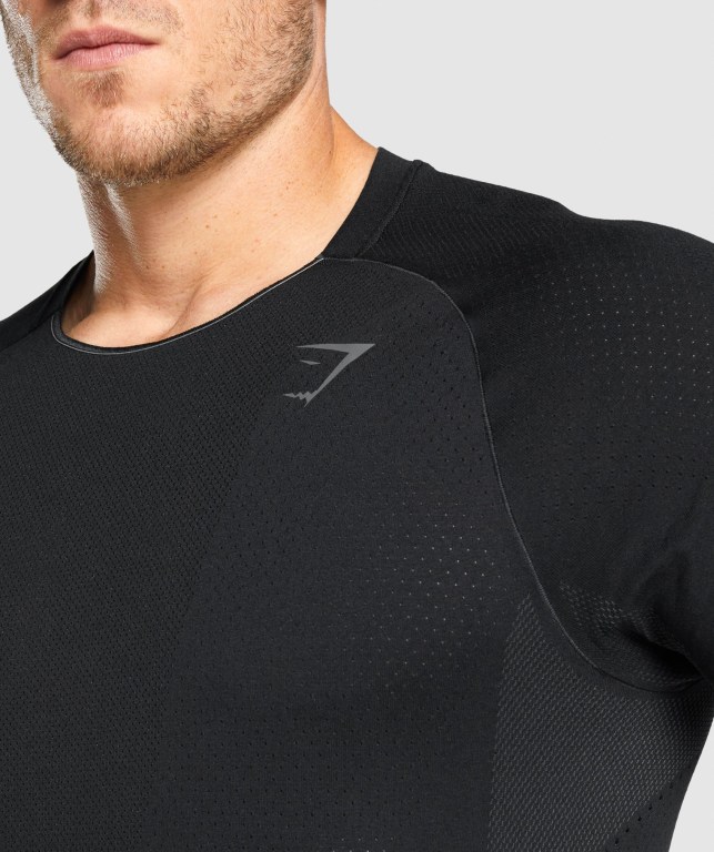 Black Gymshark Apex Seamless Men's T Shirts | US-85JWHXA