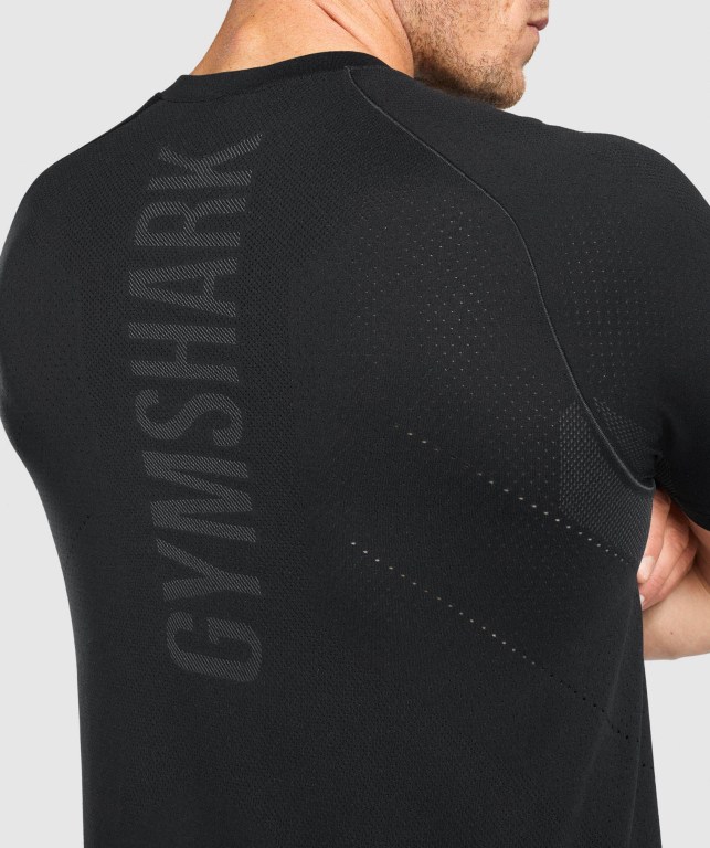 Black Gymshark Apex Seamless Men's T Shirts | US-85JWHXA