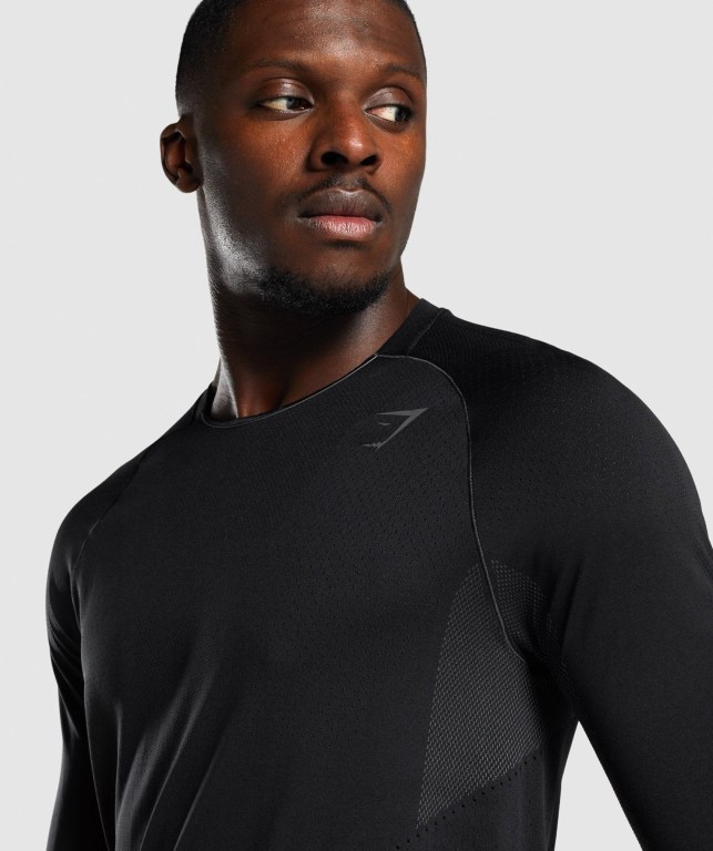 Black Gymshark Apex Seamless Men's T Shirts | US-96QALYI