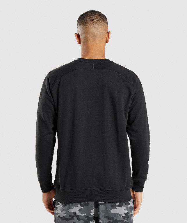 Black Gymshark Apollo Crew Men's Hoodies | US-50RGLHI