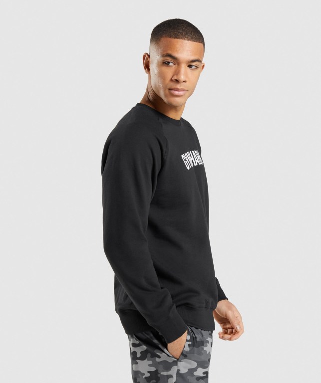 Black Gymshark Apollo Crew Men's Hoodies | US-50RGLHI