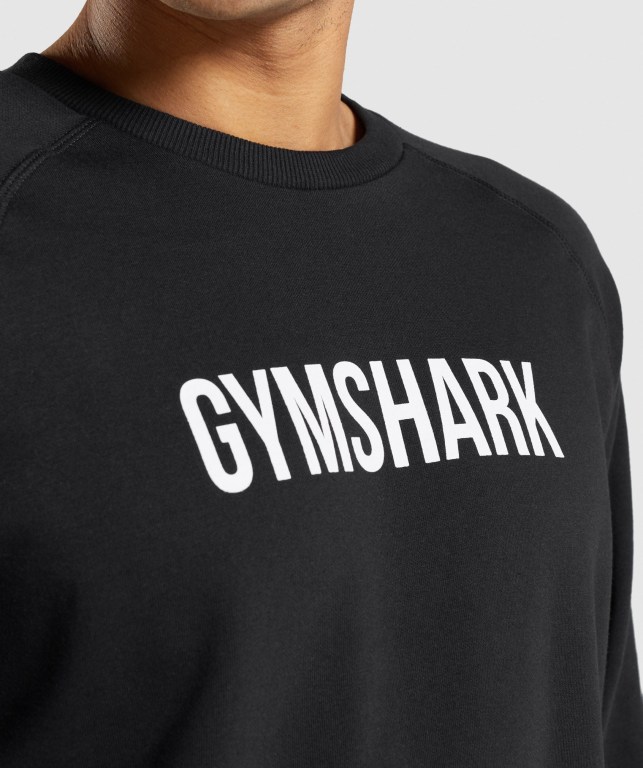 Black Gymshark Apollo Crew Men's Hoodies | US-50RGLHI