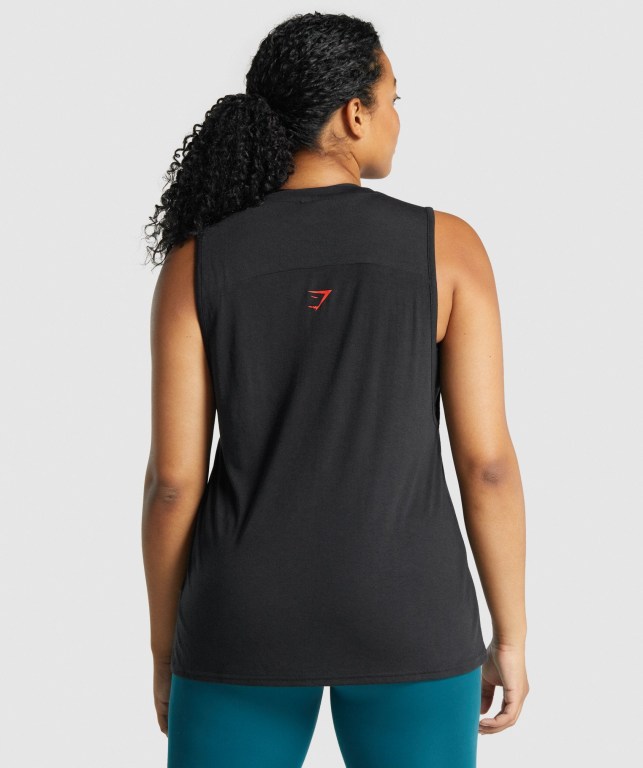 Black Gymshark Apollo Graphic Women's Tank Tops | US-95XHDMV