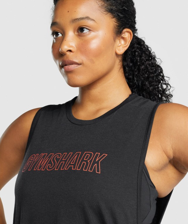 Black Gymshark Apollo Graphic Women's Tank Tops | US-95XHDMV