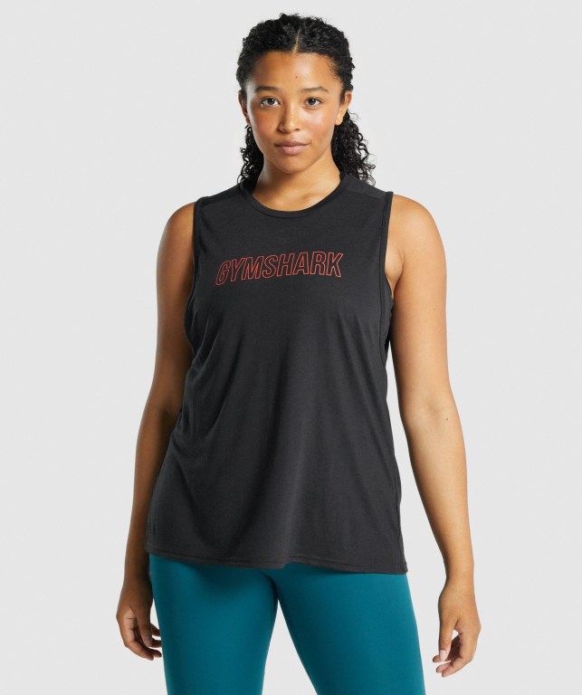 Black Gymshark Apollo Graphic Women\'s Tank Tops | US-95XHDMV