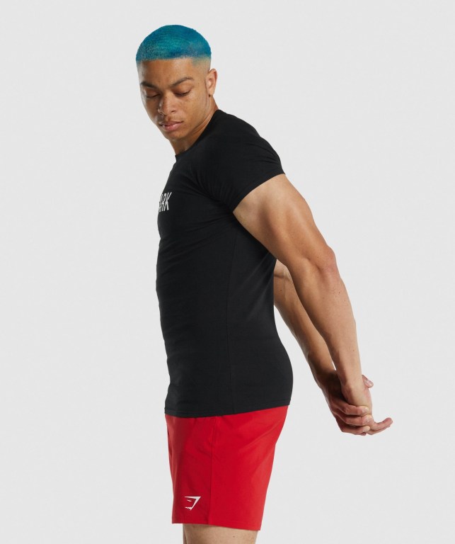 Black Gymshark Apollo Men's T Shirts | US-25OMKPA