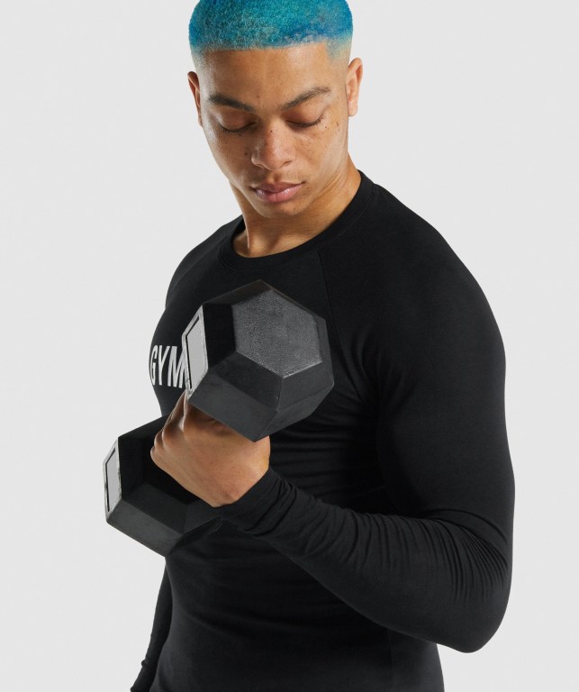 Black Gymshark Apollo Men's T Shirts | US-34CNXPB