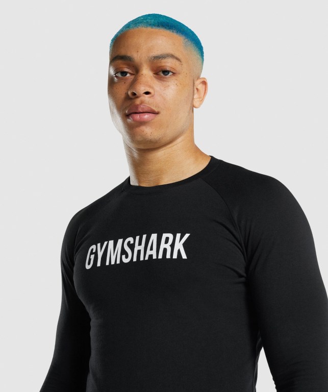 Black Gymshark Apollo Men's T Shirts | US-34CNXPB