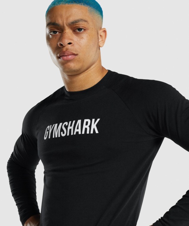 Black Gymshark Apollo Men's T Shirts | US-78IRDTH