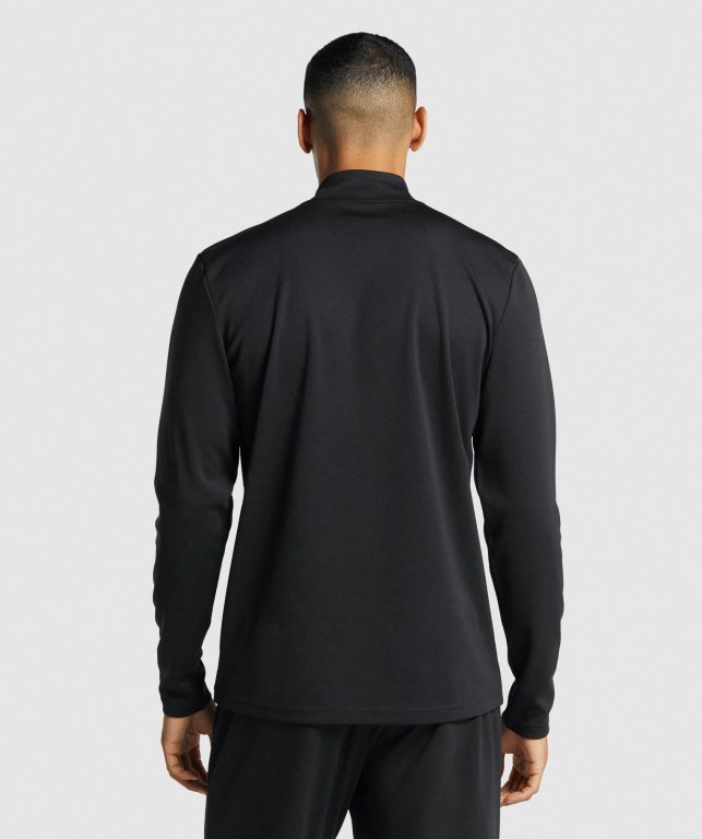 Black Gymshark Arrival 1/4 Zip Men's Hoodies | US-68LKTDO