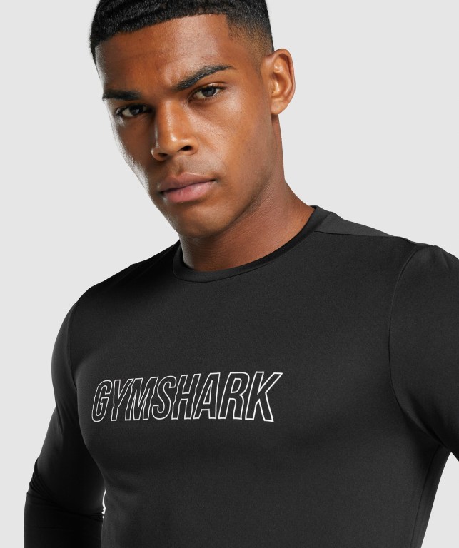 Black Gymshark Arrival Graphic Men's T Shirts | US-15DTPFY