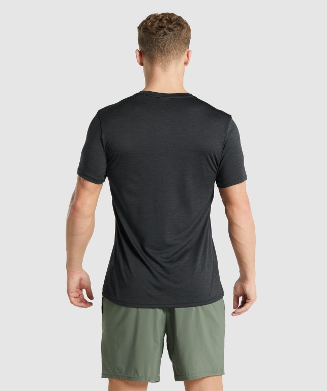 Black Gymshark Arrival Marl Men's T Shirts | US-31ALTYO