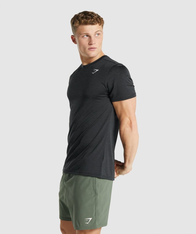 Black Gymshark Arrival Marl Men's T Shirts | US-31ALTYO