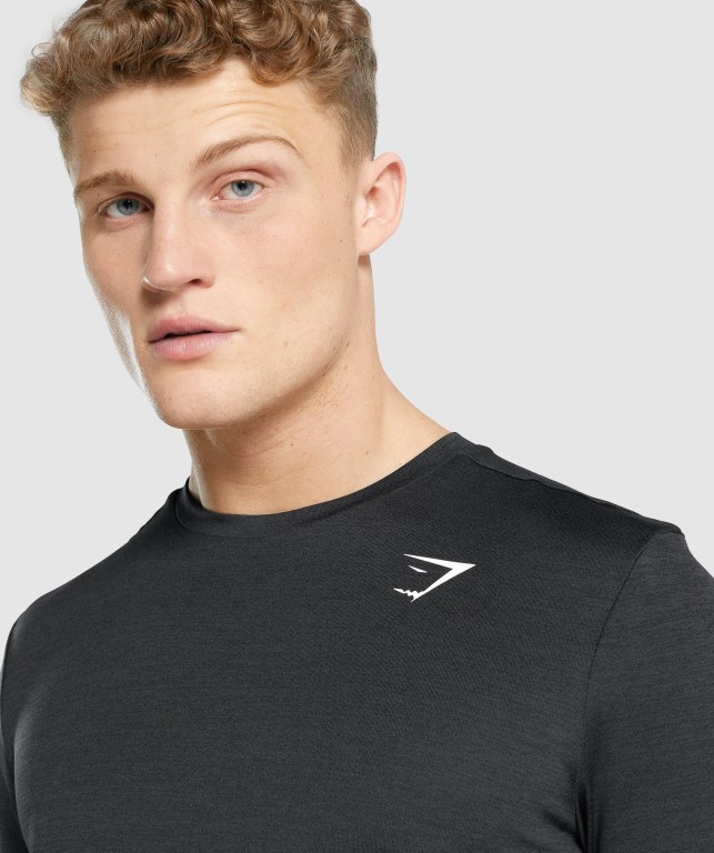 Black Gymshark Arrival Marl Men's T Shirts | US-31ALTYO