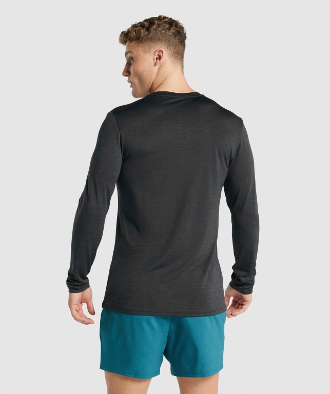 Black Gymshark Arrival Marl Men's T Shirts | US-80TIPVH