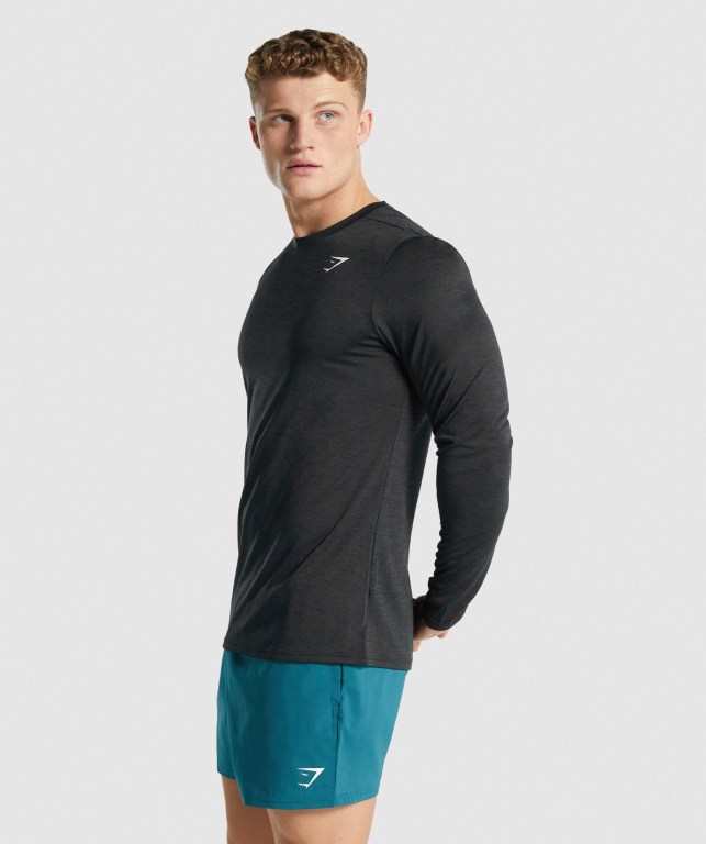 Black Gymshark Arrival Marl Men's T Shirts | US-80TIPVH