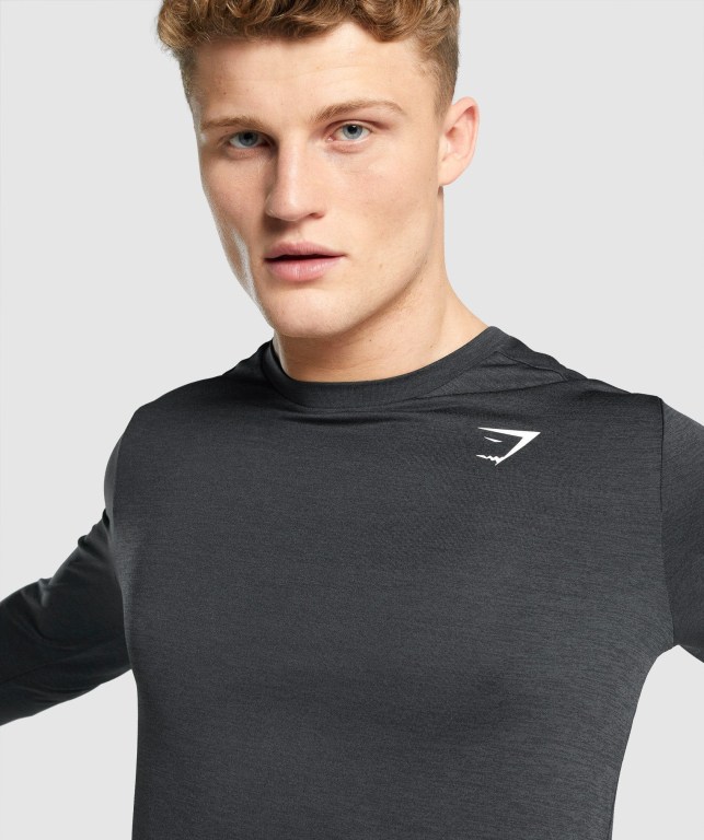 Black Gymshark Arrival Marl Men's T Shirts | US-80TIPVH