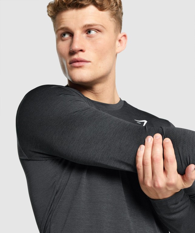 Black Gymshark Arrival Marl Men's T Shirts | US-80TIPVH