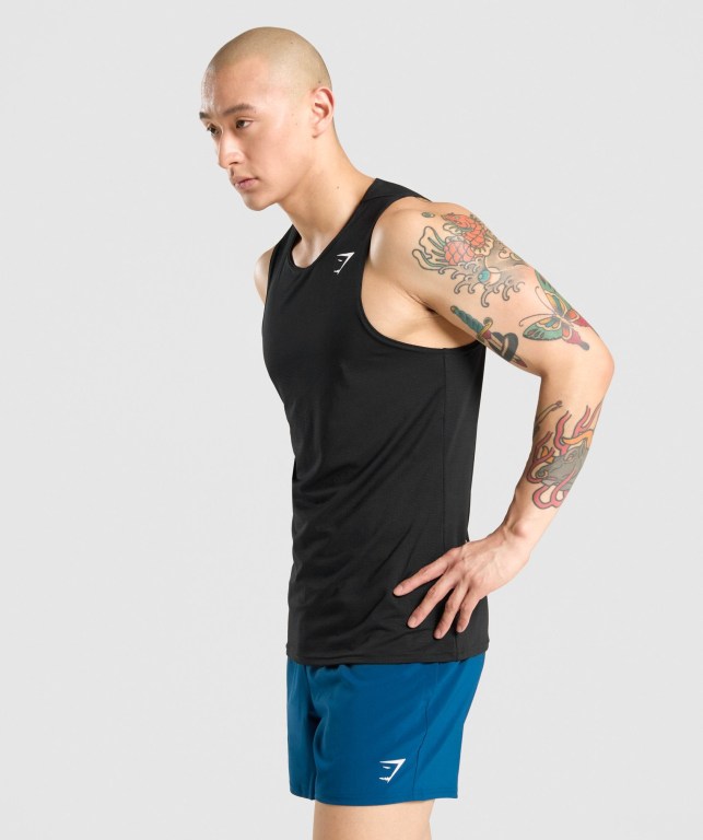 Black Gymshark Arrival Men's Tank Tops | US-47HRLIX