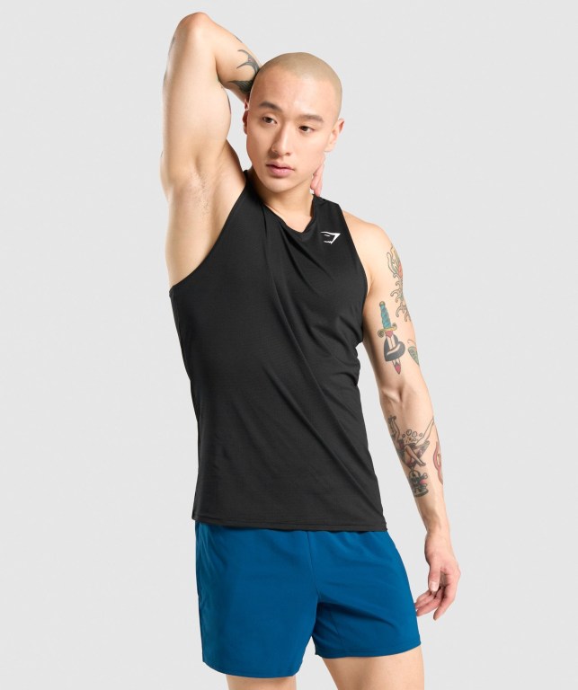 Black Gymshark Arrival Men\'s Tank Tops | US-47HRLIX