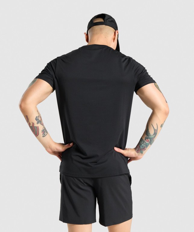 Black Gymshark Arrival Regular Fit Men's T Shirts | US-48LWMKP