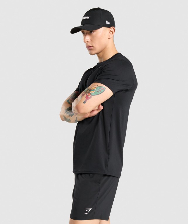 Black Gymshark Arrival Regular Fit Men's T Shirts | US-48LWMKP