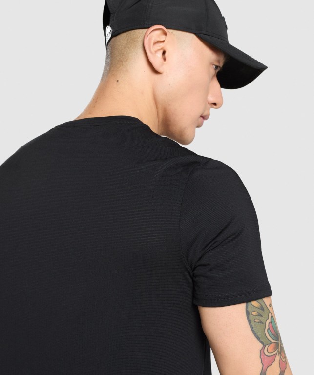 Black Gymshark Arrival Regular Fit Men's T Shirts | US-48LWMKP