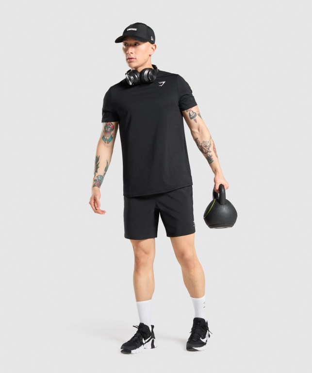 Black Gymshark Arrival Regular Fit Men's T Shirts | US-48LWMKP