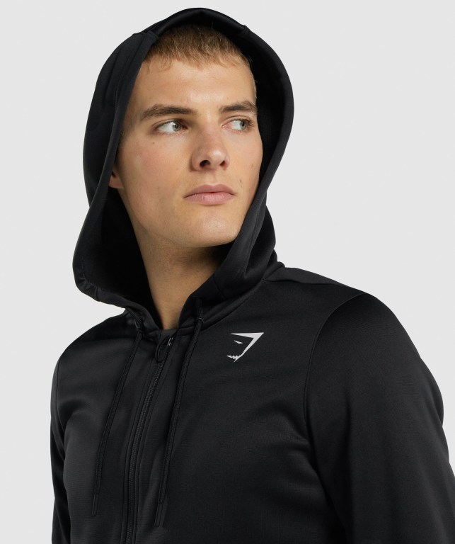 Black Gymshark Arrival Zip Up Men's Hoodies | US-04HLNCY