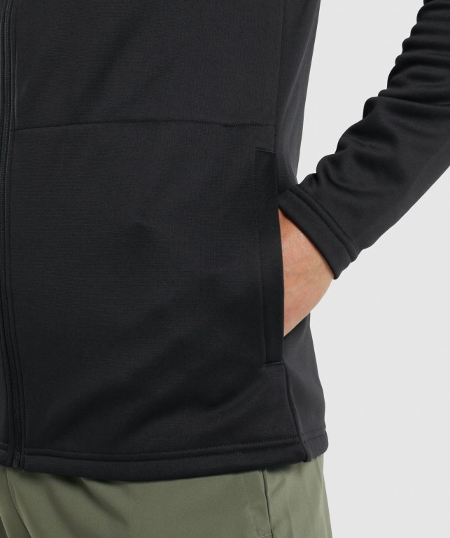 Black Gymshark Arrival Zip Up Men's Hoodies | US-04HLNCY